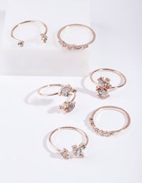 Rose Gold Floral Gem Ring Pack - link has visual effect only