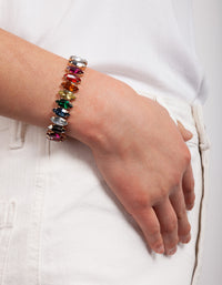 Multi Coloured Gemstone Bracelet - link has visual effect only