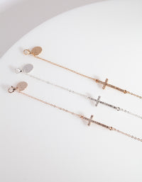 Gold, Silver and Rose Gold Diamante Cross Bracelet 3 Pack - link has visual effect only