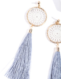 Grey Crochet Tassel Drop Earrings - link has visual effect only