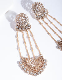 Antique Gold Diamante Drop Earrings - link has visual effect only