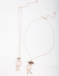 Kids Rose Gold BFF Dreamcatcher Necklace Pack - link has visual effect only