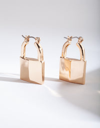 Gold Mini Lock Earrings - link has visual effect only