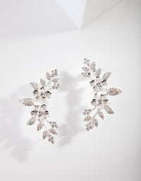 Silver Diamante Flower Cuff Earrings - link has visual effect only