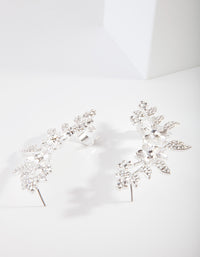 Silver Diamante Flower Cuff Earrings - link has visual effect only