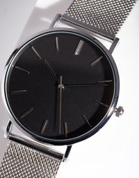 Silver Black Minimal Watch - link has visual effect only