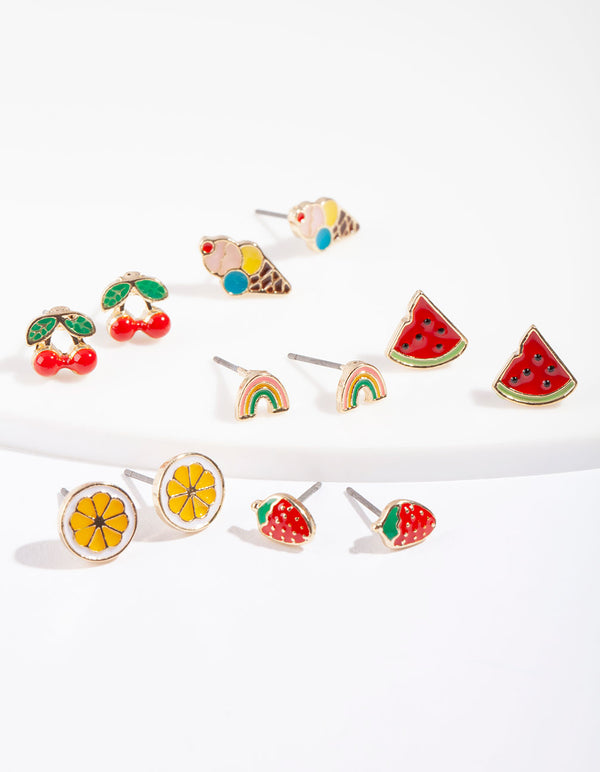 Kids Fruit Stud Earring 6-Pack