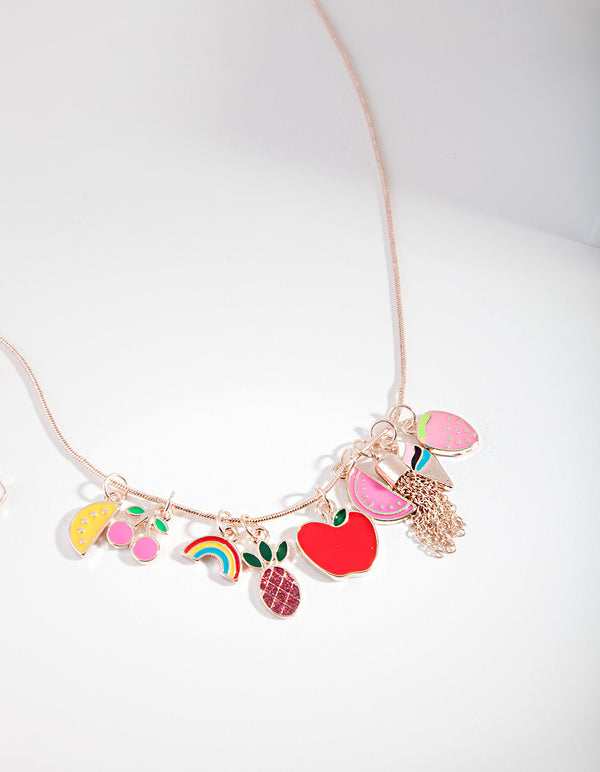 Kids Rose Gold Fruit Necklace