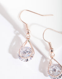 Rose Gold Cubic Zirconia Diamante Teardrop Earrings - link has visual effect only