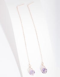 Rose Gold Cubic Zirconia Teardrop Chain Earrings - link has visual effect only