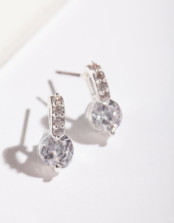 Silver Cubic Zirconia Mini Vintage Earrings