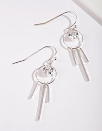 Silver Cubic Zirconia Charm Drop Earrings - link has visual effect only