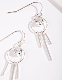 Silver Cubic Zirconia Charm Drop Earrings - link has visual effect only