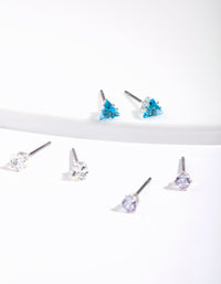 Silver Blue Cubic Zirconia Geo Earring Pack - link has visual effect only