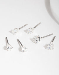 Silver Cubic Zirconia Geo Earring Pack - link has visual effect only