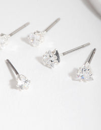 Silver Cubic Zirconia Geo Earring Pack - link has visual effect only