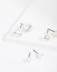 Cubic Zirconia Round Stud Earring Pack - link has visual effect only