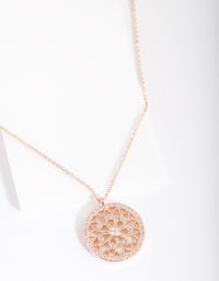 Rose Gold Cubic Zirconia Mandala Disc Necklace - link has visual effect only