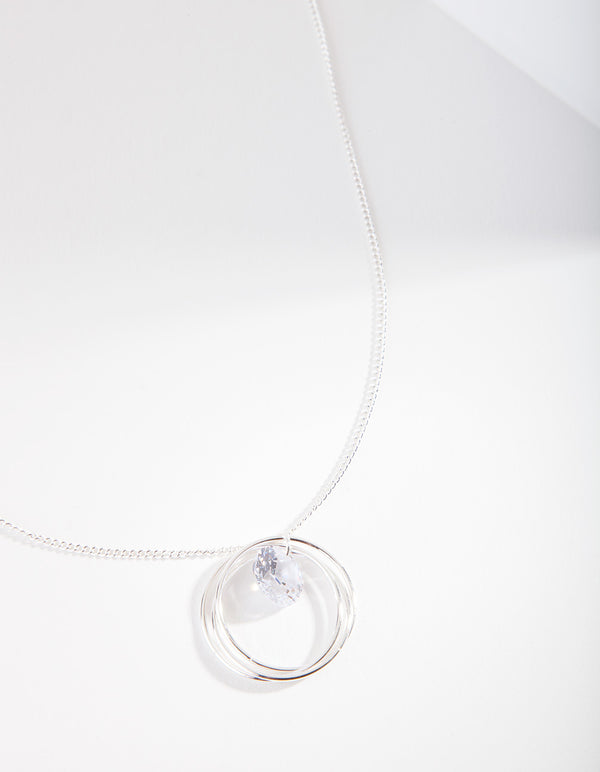 Silver Cubic Zirconia Circle Necklace