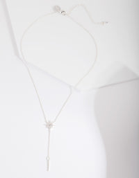 Silver Cubic Zirconia Star Y Necklace - link has visual effect only