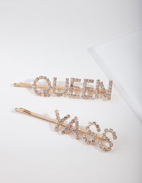 Gold Yass Queen Diamante Hair Clip Pack - link has visual effect only