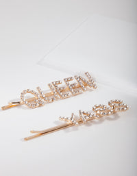 Gold Yass Queen Diamante Hair Clip Pack - link has visual effect only