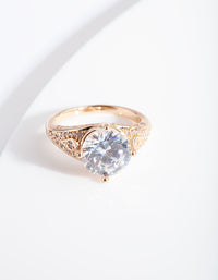 Gold Cubic Zirconia Celebrity Ring - link has visual effect only