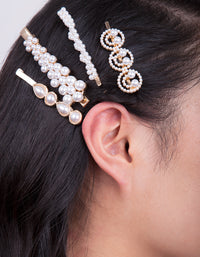 Gold Smile Pearl Hair Clip 4-Pack - link has visual effect only