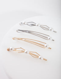 Mixed Metal Pearl Hair Pin 4-Pack - link has visual effect only