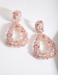 Rose Gold Pink Gem Teardrop Earrings - link has visual effect only