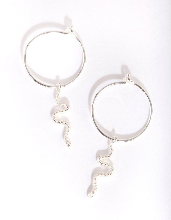 Sterling Silver Snake Hoop Earrings