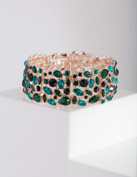 Rose Gold Green Cluster Gem Bracelet - link has visual effect only