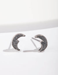 Silver Glitter Moon Stud Earrings - link has visual effect only