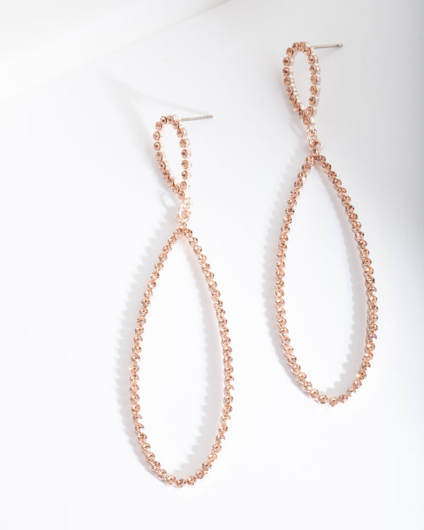 Rose Gold Large Diamante Teardrop Earrings