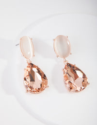 Rose Gold Mixed Stone Stud Drop Earrings - link has visual effect only