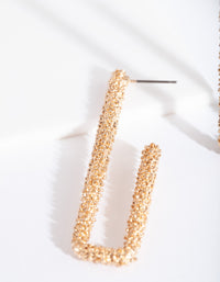 Gold Textured Rectangle Hoop Earrings - link has visual effect only