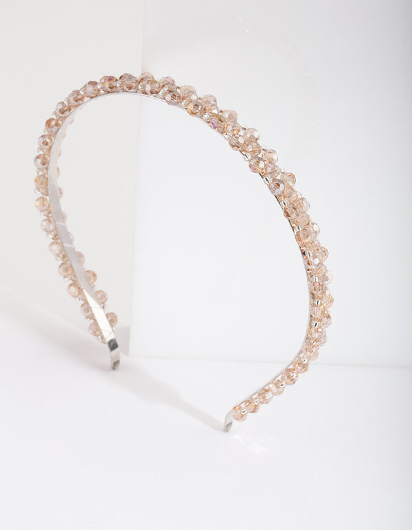 Silver Neutral Glass Bead Headband