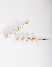 Gold Pearl Crystal Hair Slide - link has visual effect only