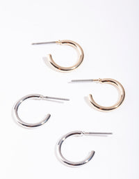 Mixed Metal 10mm Hoop Earring Pack - link has visual effect only