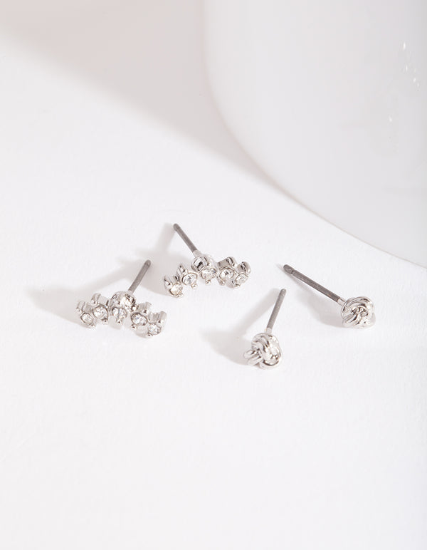 Silver Mini Diamante Earring Pack