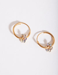 Gold Plated Sterling Silver Flower Hoop Earrings - link has visual effect only