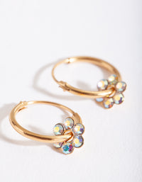 Gold Plated Sterling Silver Flower Hoop Earrings - link has visual effect only