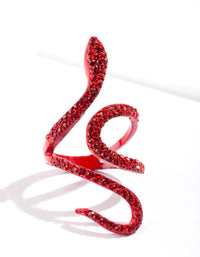 Red Snake Diamante Swirl Ring - link has visual effect only