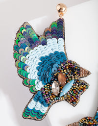 Blue Sequin Bead Bird Earrings - link has visual effect only