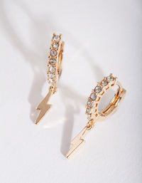 Gold Lightning Diamante Huggie Earrings - link has visual effect only