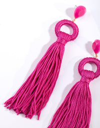 Pink Statement Tassel Earrings - link has visual effect only