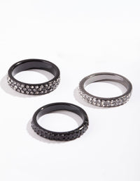 Black Diamante Ring Stack - link has visual effect only