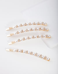 Gold Pearl Hair Slides 4-Pack - link has visual effect only