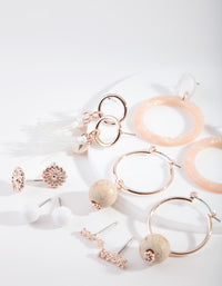 Acrylic & Rose Gold Ring Drop Earring 6-Pack - link has visual effect only