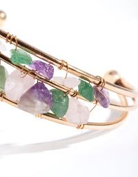 Gold Multi Stone Cuff Bracelet - link has visual effect only